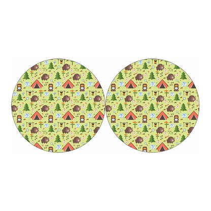 Cute Camping Pattern Print Car Coasters
