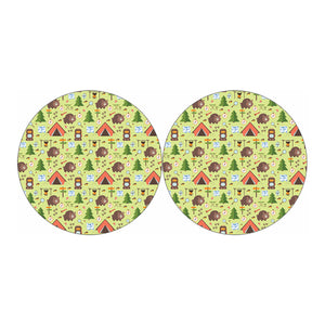 Cute Camping Pattern Print Car Coasters