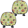 Cute Camping Pattern Print Car Headrest Covers