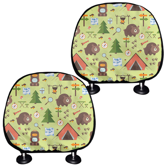 Cute Camping Pattern Print Car Headrest Covers