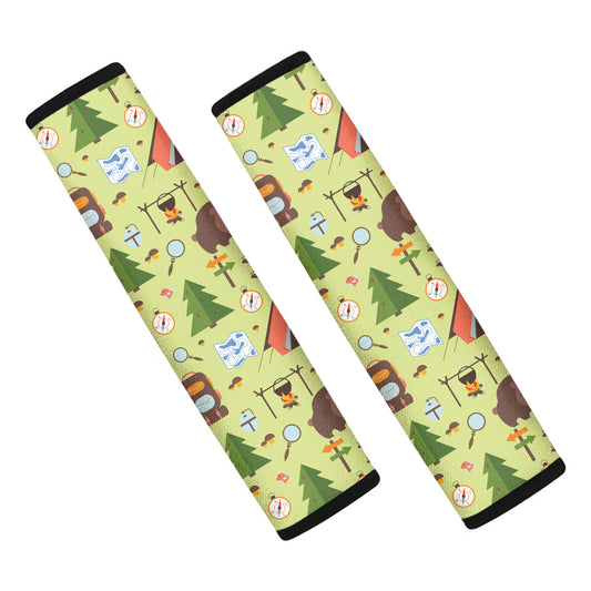 Cute Camping Pattern Print Car Seat Belt Covers