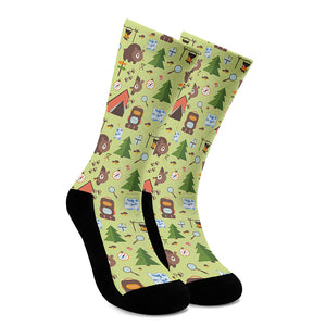 Cute Camping Pattern Print Crew Socks