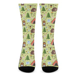 Cute Camping Pattern Print Crew Socks