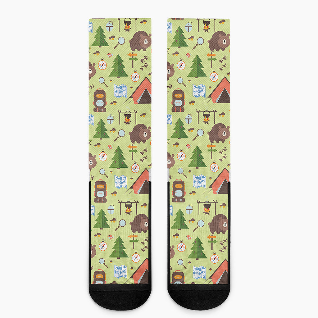 Cute Camping Pattern Print Crew Socks