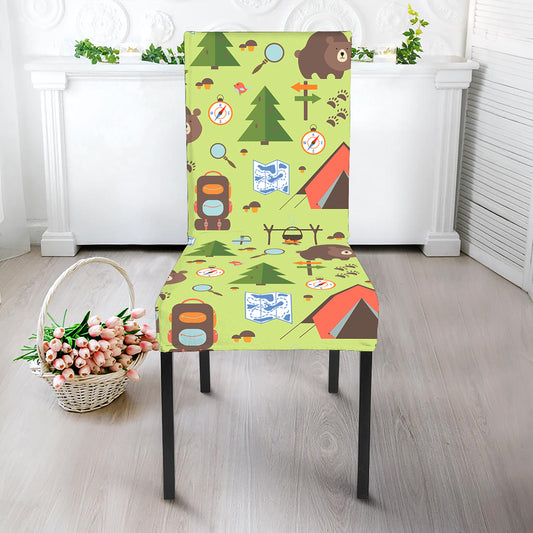 Cute Camping Pattern Print Dining Chair Slipcover