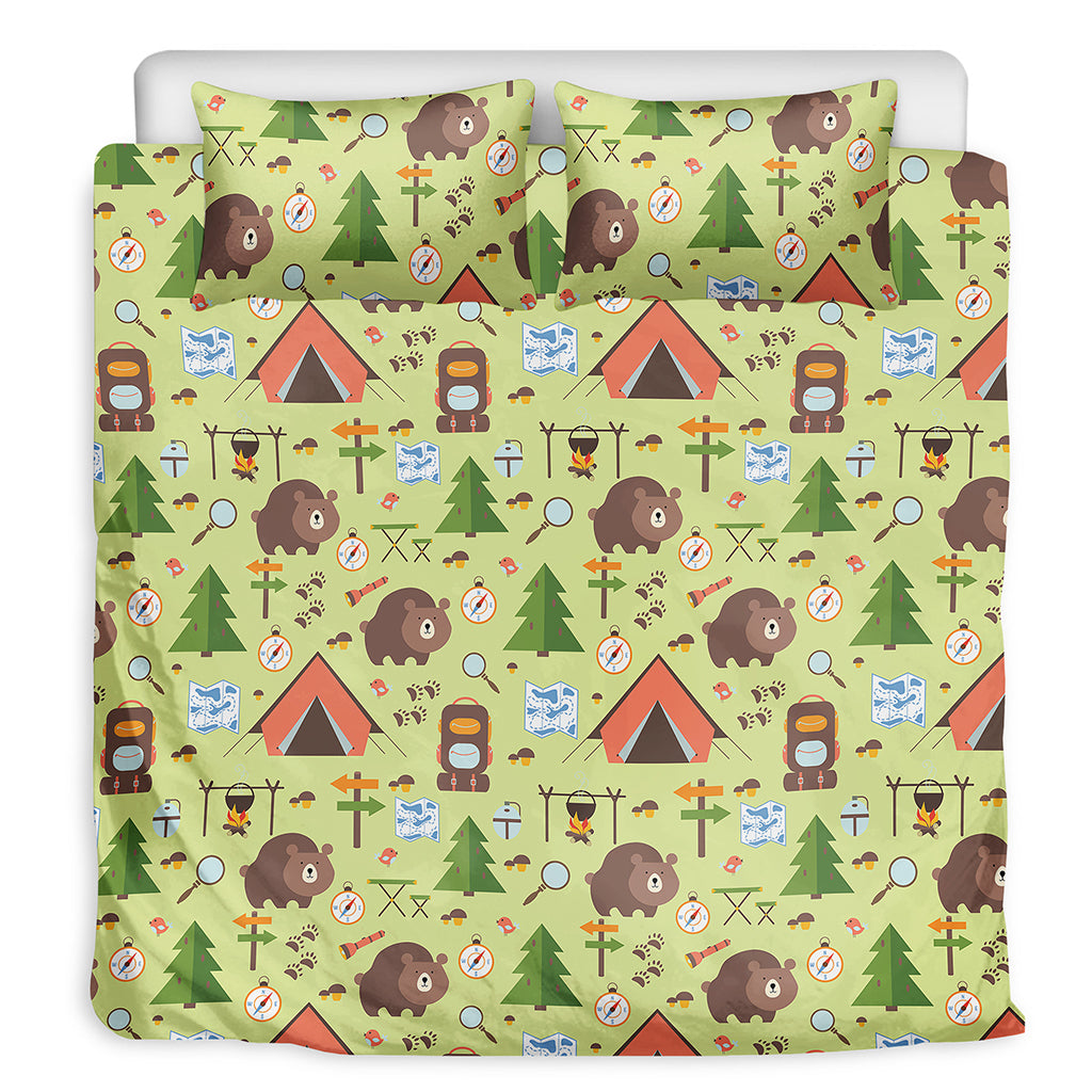 Cute Camping Pattern Print Duvet Cover Bedding Set