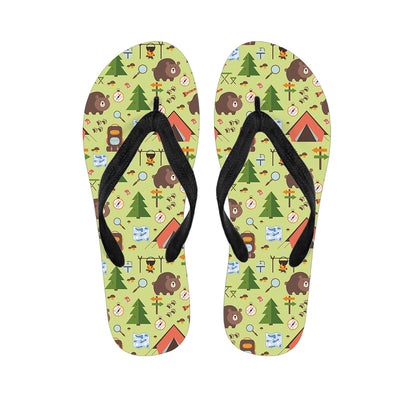 Cute Camping Pattern Print Flip Flops