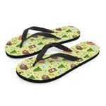 Cute Camping Pattern Print Flip Flops