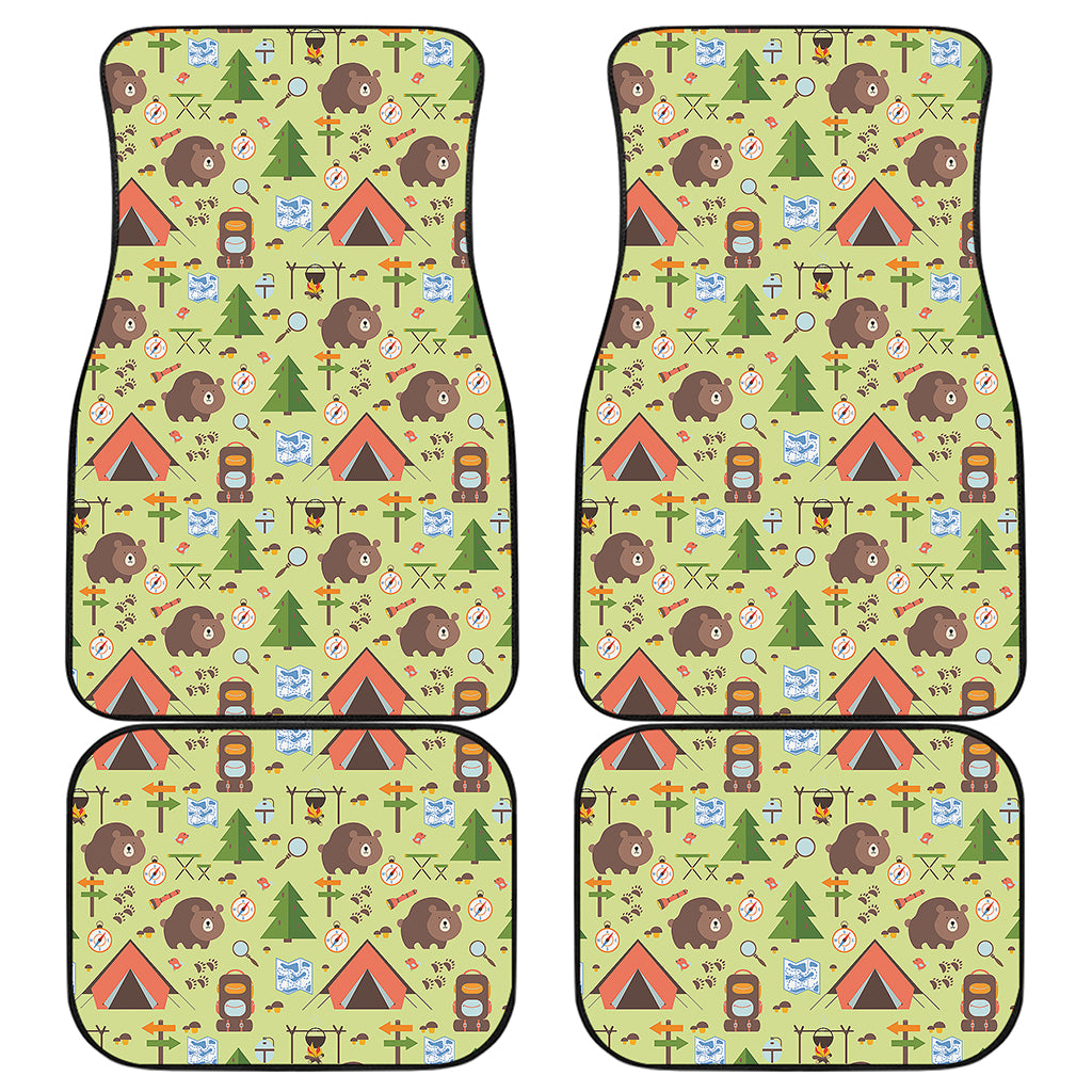 Cute Camping Pattern Print Front and Back Car Floor Mats