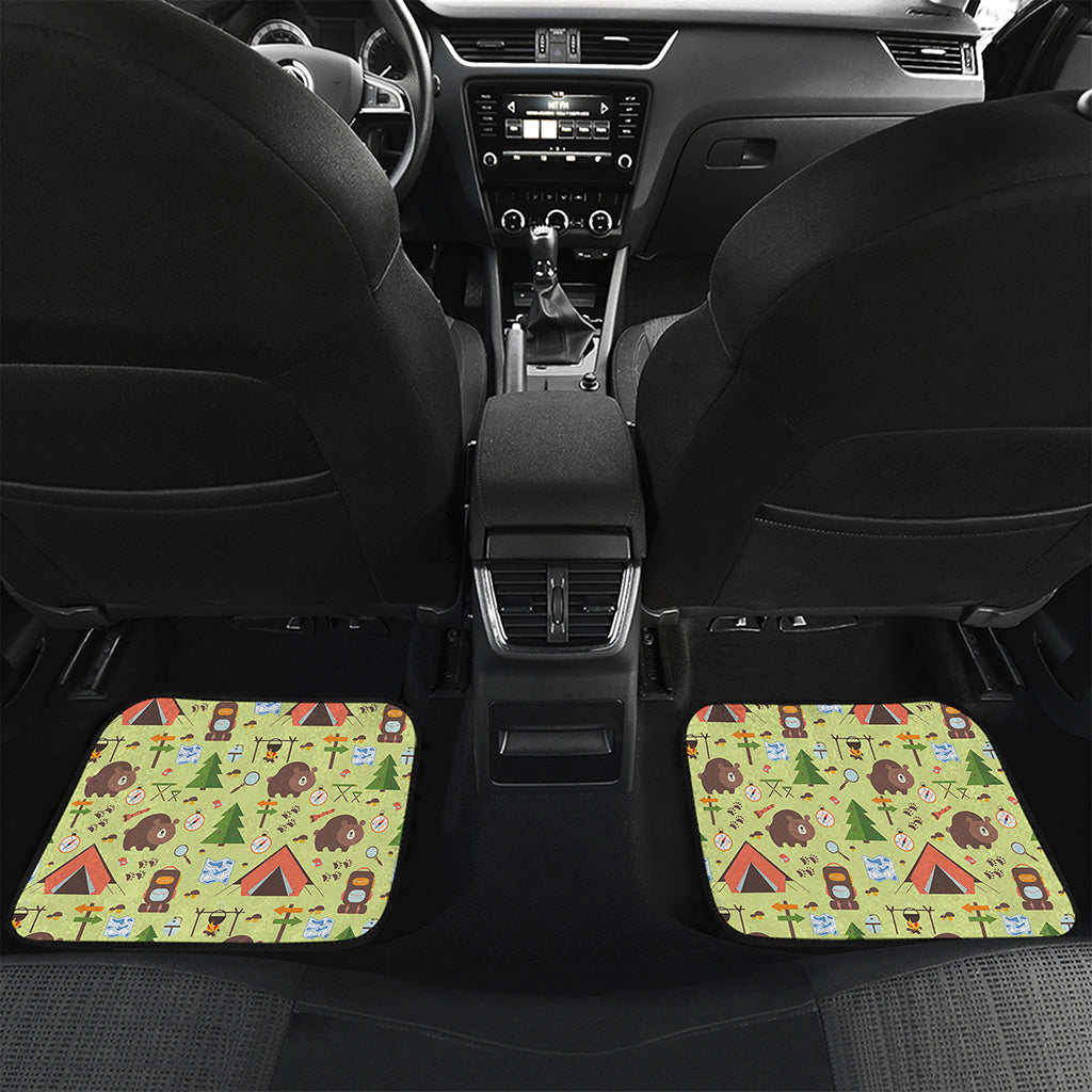Cute Camping Pattern Print Front and Back Car Floor Mats