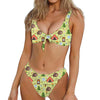 Cute Camping Pattern Print Front Bow Tie Bikini