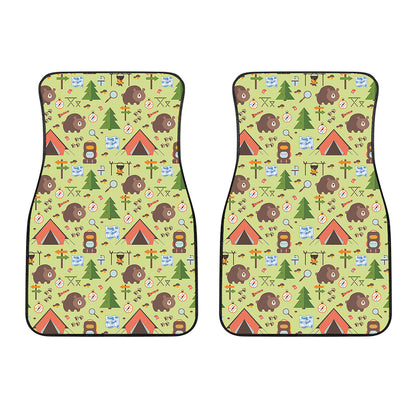 Cute Camping Pattern Print Front Car Floor Mats