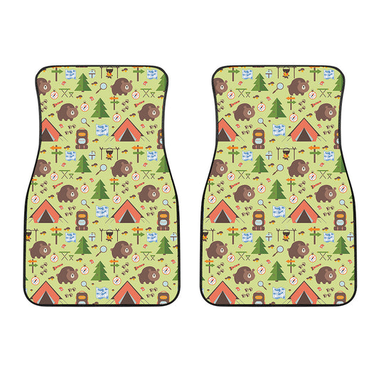 Cute Camping Pattern Print Front Car Floor Mats