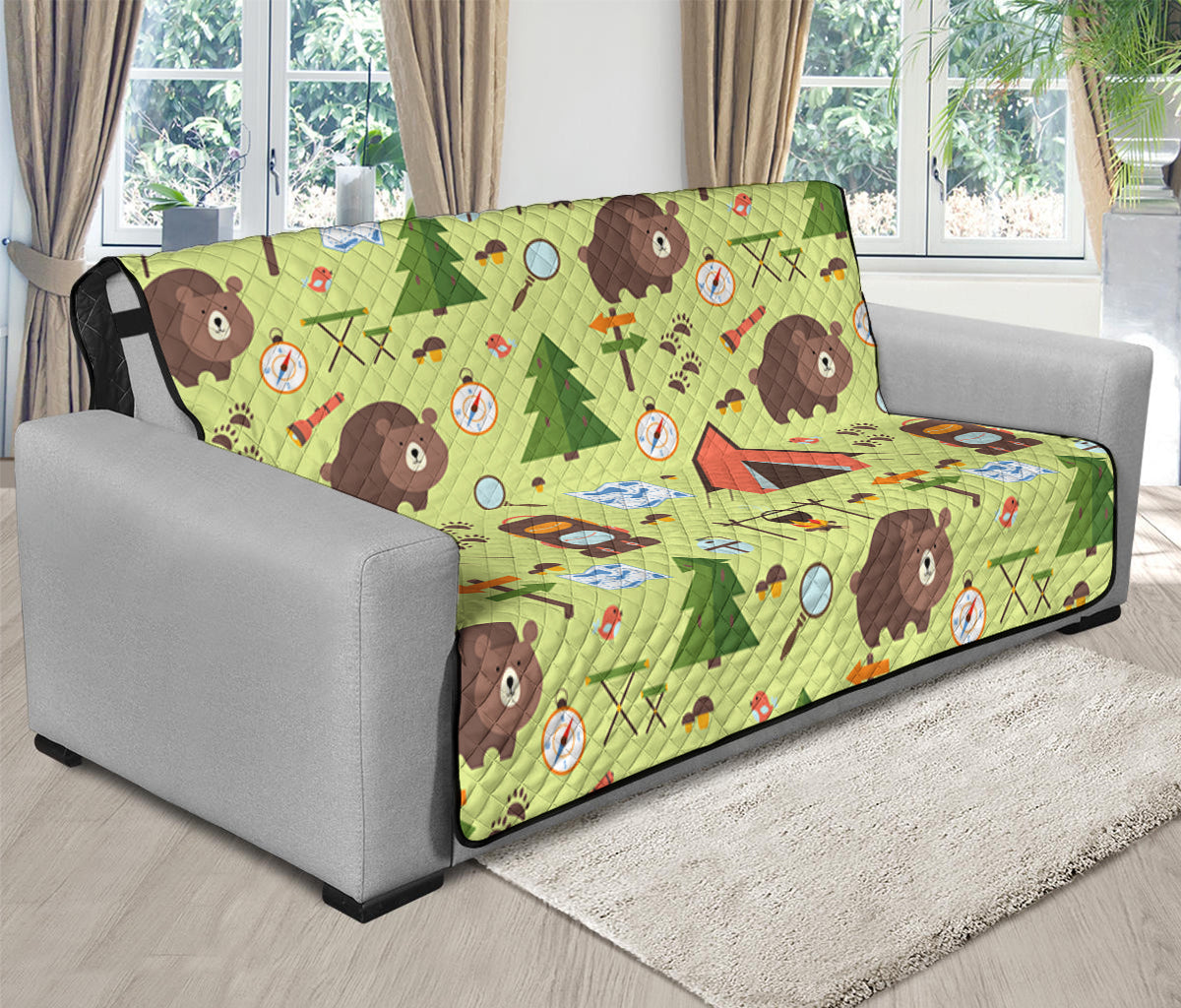 Cute Camping Pattern Print Futon Protector