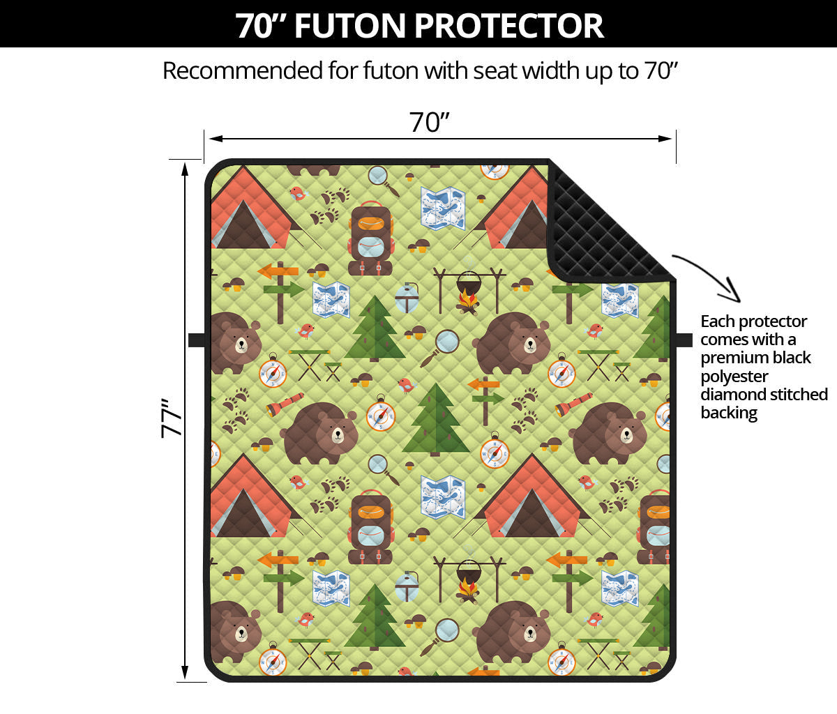 Cute Camping Pattern Print Futon Protector