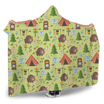 Cute Camping Pattern Print Hooded Blanket