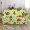 Cute Camping Pattern Print Loveseat Slipcover