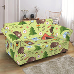 Cute Camping Pattern Print Loveseat Slipcover