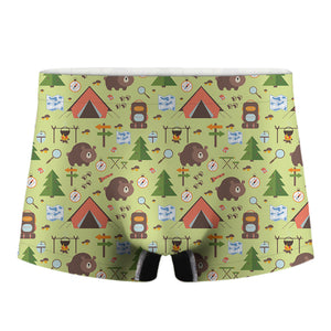 Cute Camping Pattern Print Men's Boxer Briefs