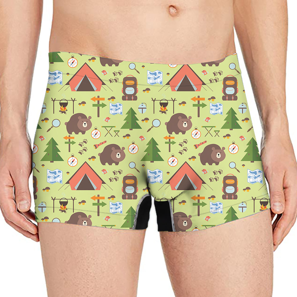 Cute Camping Pattern Print Men's Boxer Briefs