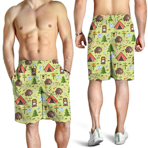 Cute Camping Pattern Print Men's Shorts