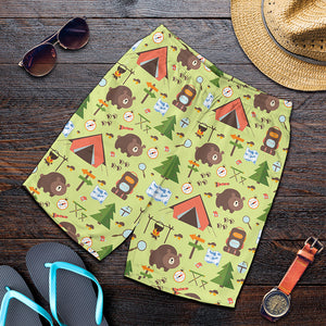 Cute Camping Pattern Print Men's Shorts