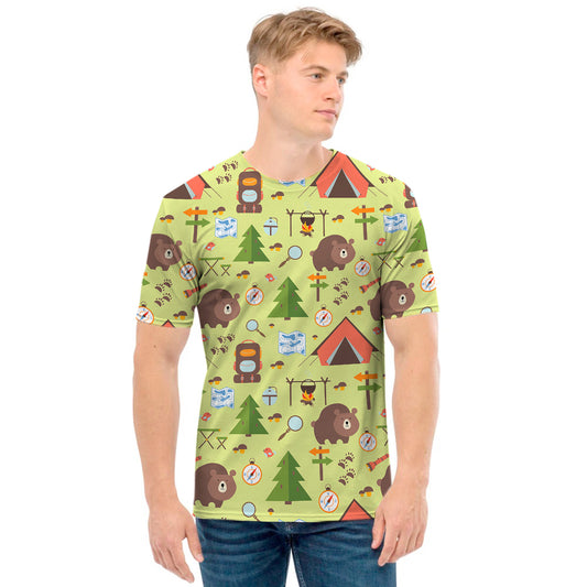 Cute Camping Pattern Print Men's T-Shirt