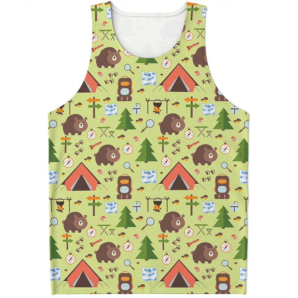 Cute Camping Pattern Print Men's Tank Top