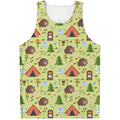 Cute Camping Pattern Print Men's Tank Top