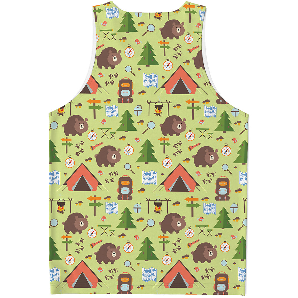 Cute Camping Pattern Print Men's Tank Top