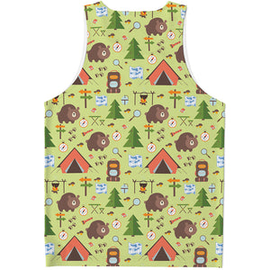 Cute Camping Pattern Print Men's Tank Top