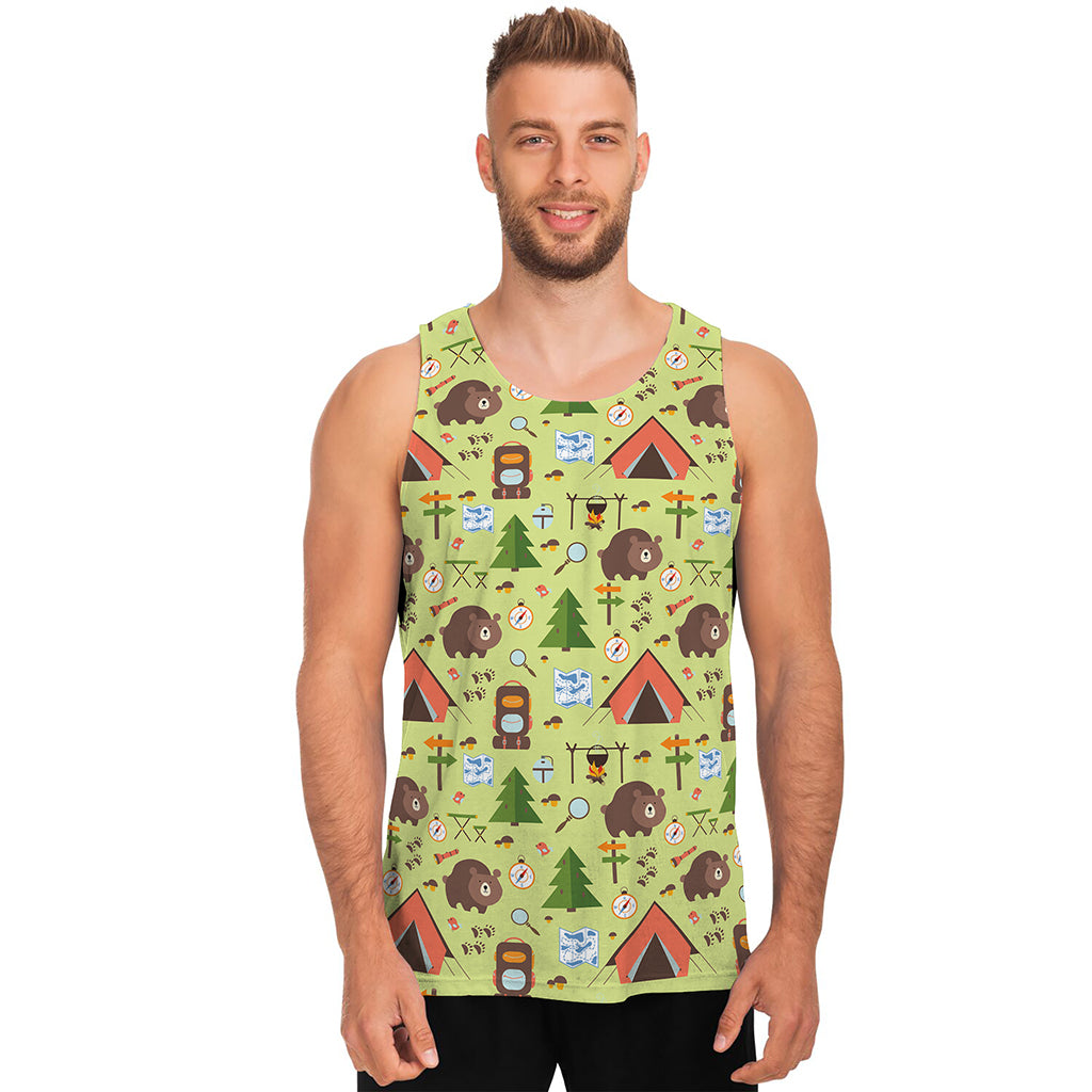 Cute Camping Pattern Print Men's Tank Top