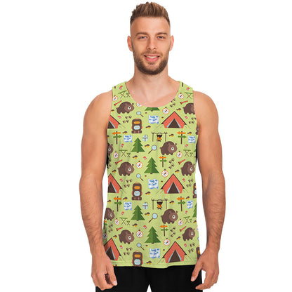 Cute Camping Pattern Print Men's Tank Top