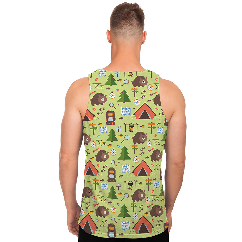 Cute Camping Pattern Print Men's Tank Top