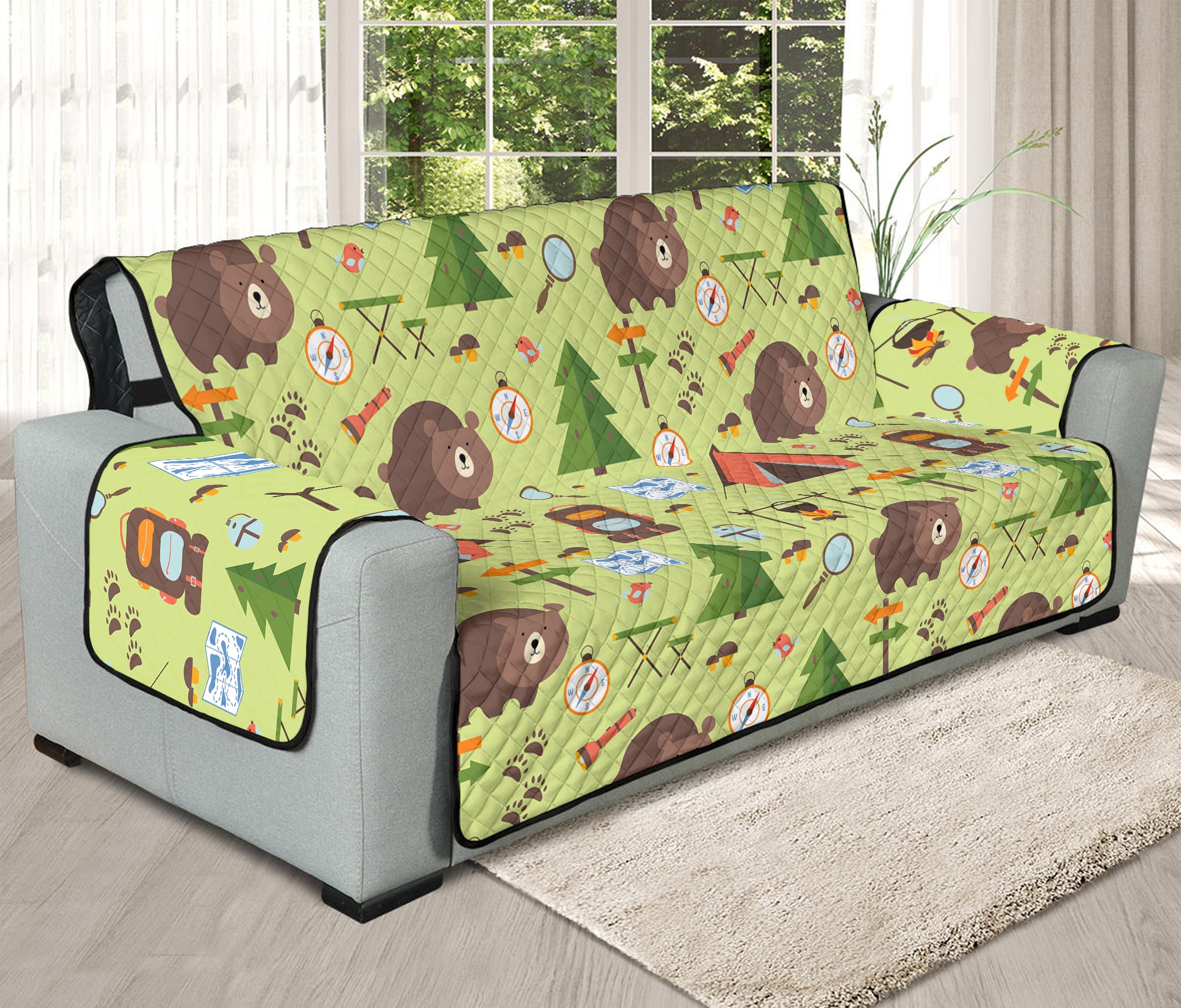 Cute Camping Pattern Print Oversized Sofa Protector