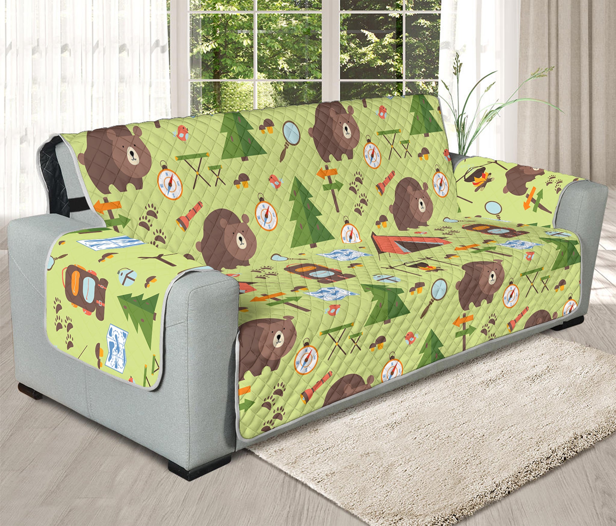 Cute Camping Pattern Print Oversized Sofa Protector