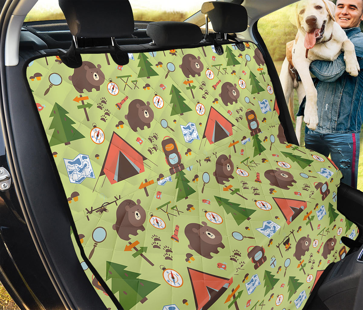 Cute Camping Pattern Print Pet Car Back Seat Cover