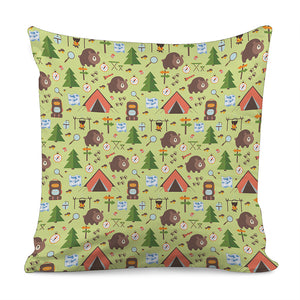 Cute Camping Pattern Print Pillow Cover