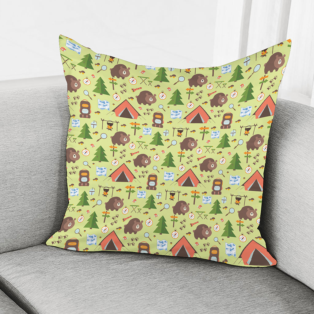 Cute Camping Pattern Print Pillow Cover