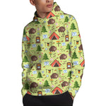 Cute Camping Pattern Print Pullover Hoodie