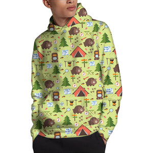 Cute Camping Pattern Print Pullover Hoodie