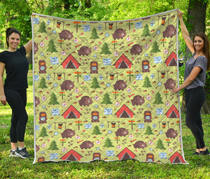 Cute Camping Pattern Print Quilt