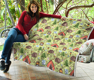 Cute Camping Pattern Print Quilt