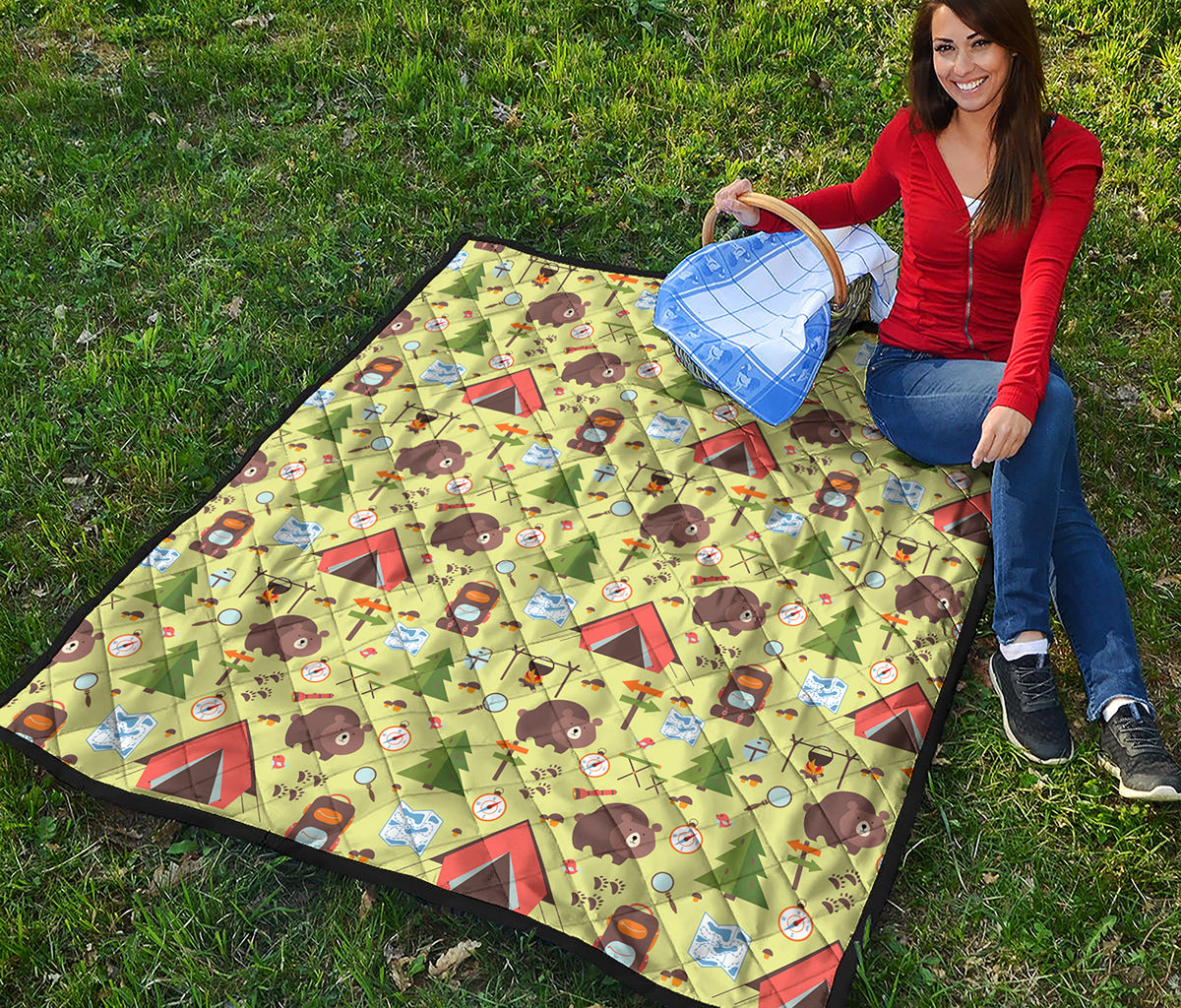 Cute Camping Pattern Print Quilt