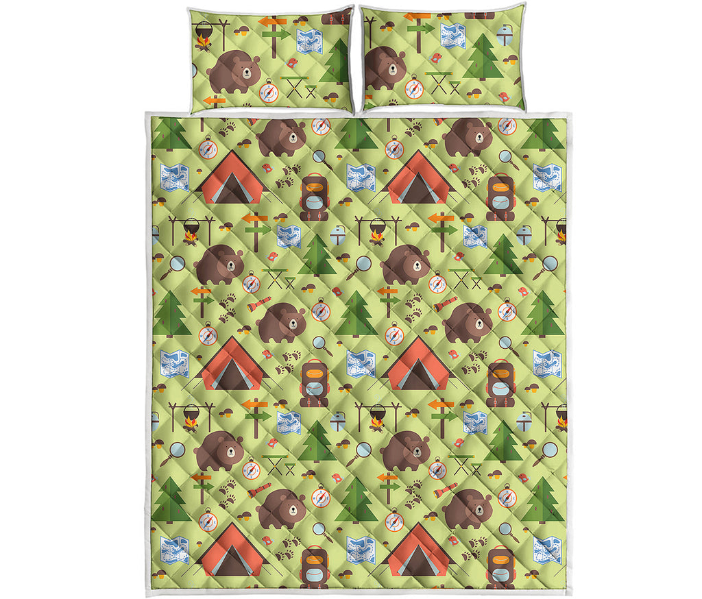 Cute Camping Pattern Print Quilt Bed Set