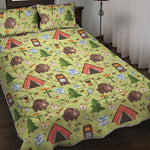 Cute Camping Pattern Print Quilt Bed Set