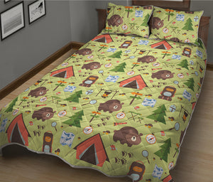 Cute Camping Pattern Print Quilt Bed Set