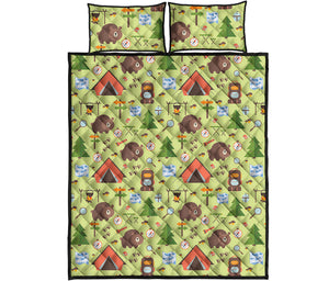 Cute Camping Pattern Print Quilt Bed Set