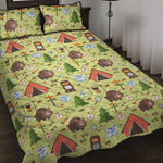 Cute Camping Pattern Print Quilt Bed Set