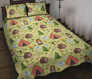 Cute Camping Pattern Print Quilt Bed Set